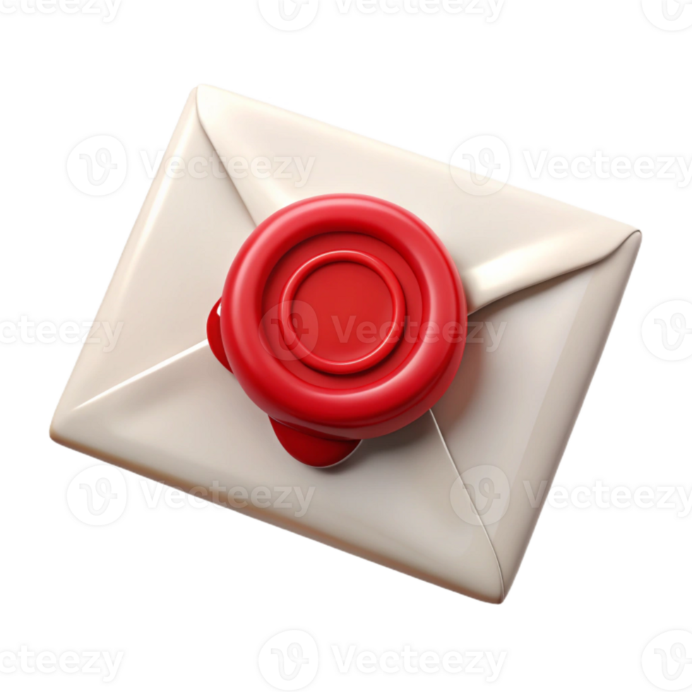 stunning rustic White Envelope with Red Wax Seal Isolated genuine png