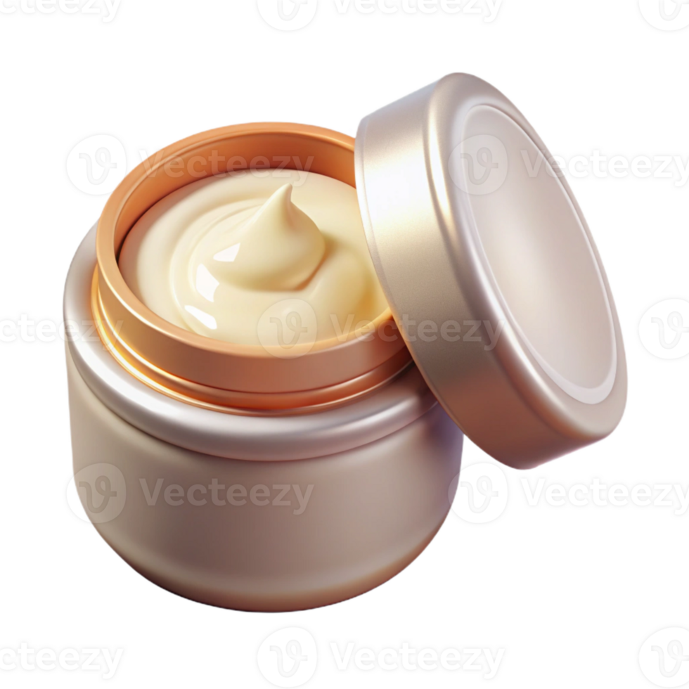 impressive classic White Face Cream Jar Open Isolated high quality png