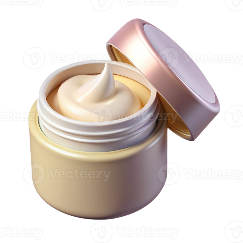 magnificent traditional White Face Cream Jar Open Isolated high resolution png