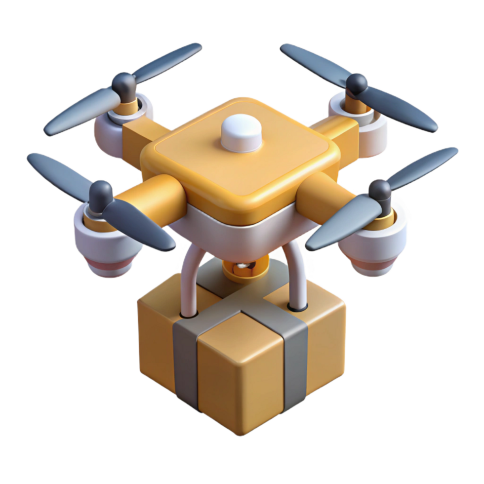 beautiful creative Flying Drone Delivery Top View with Shadow Isolated high resolution png