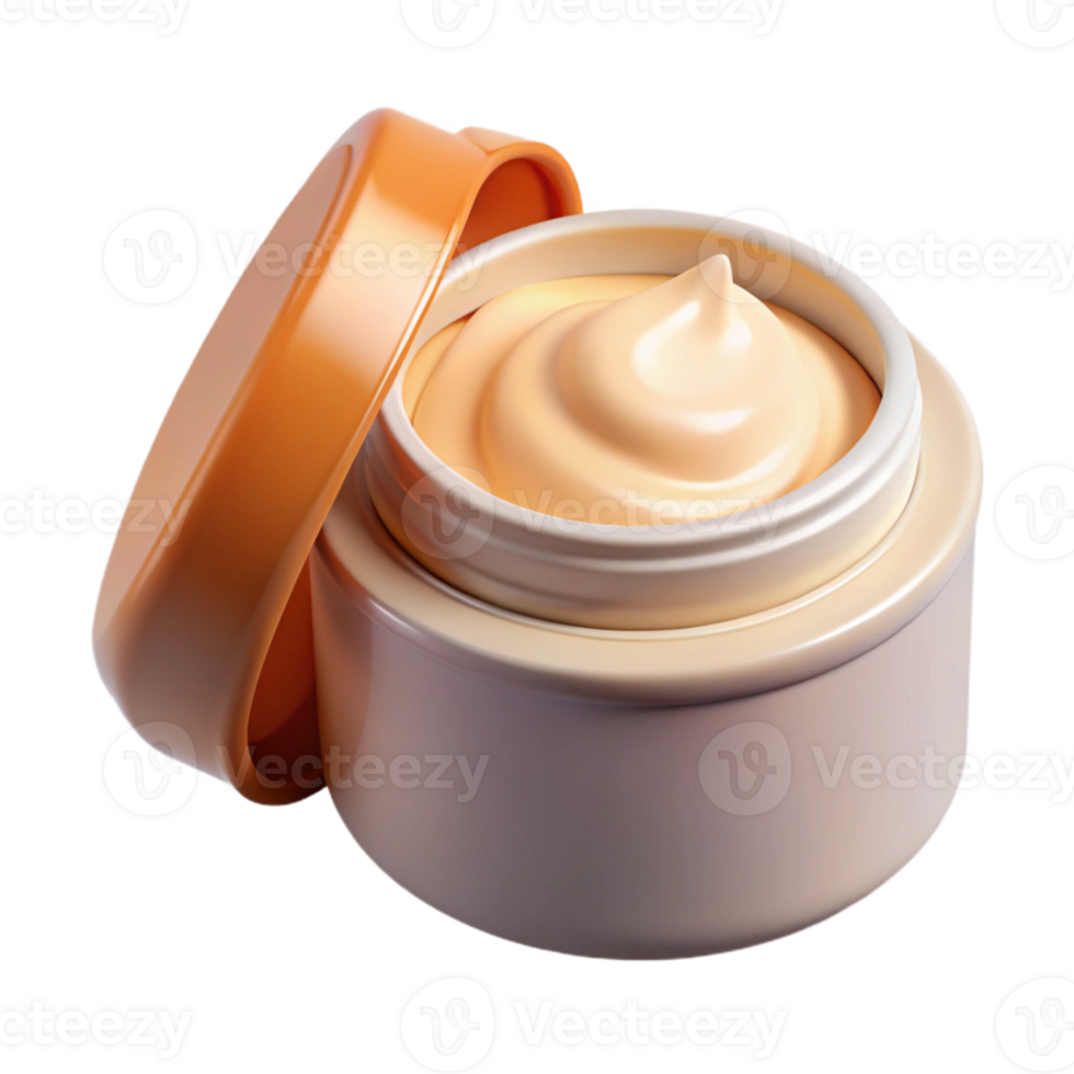 dramatic vintage White Face Cream Jar Open Isolated genuine png
