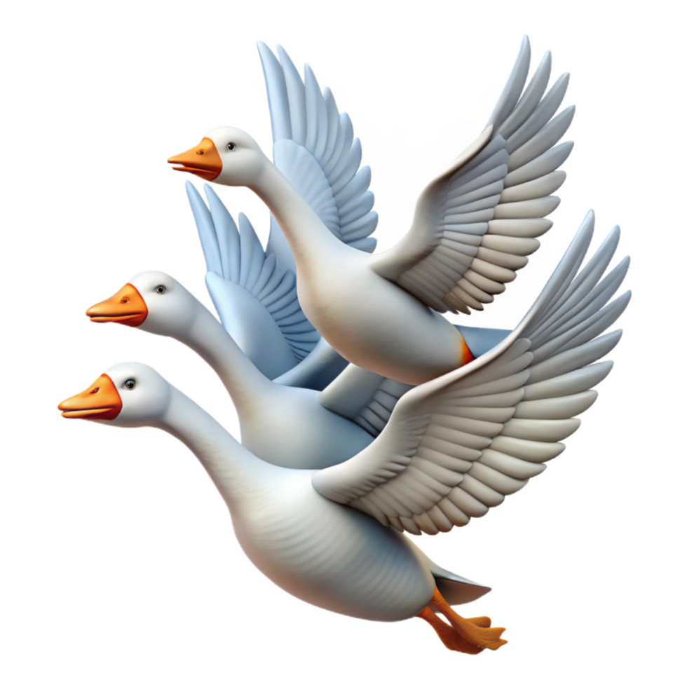 extraordinary creative Flying Geese Formation Cutout on Transparent Background detailed png