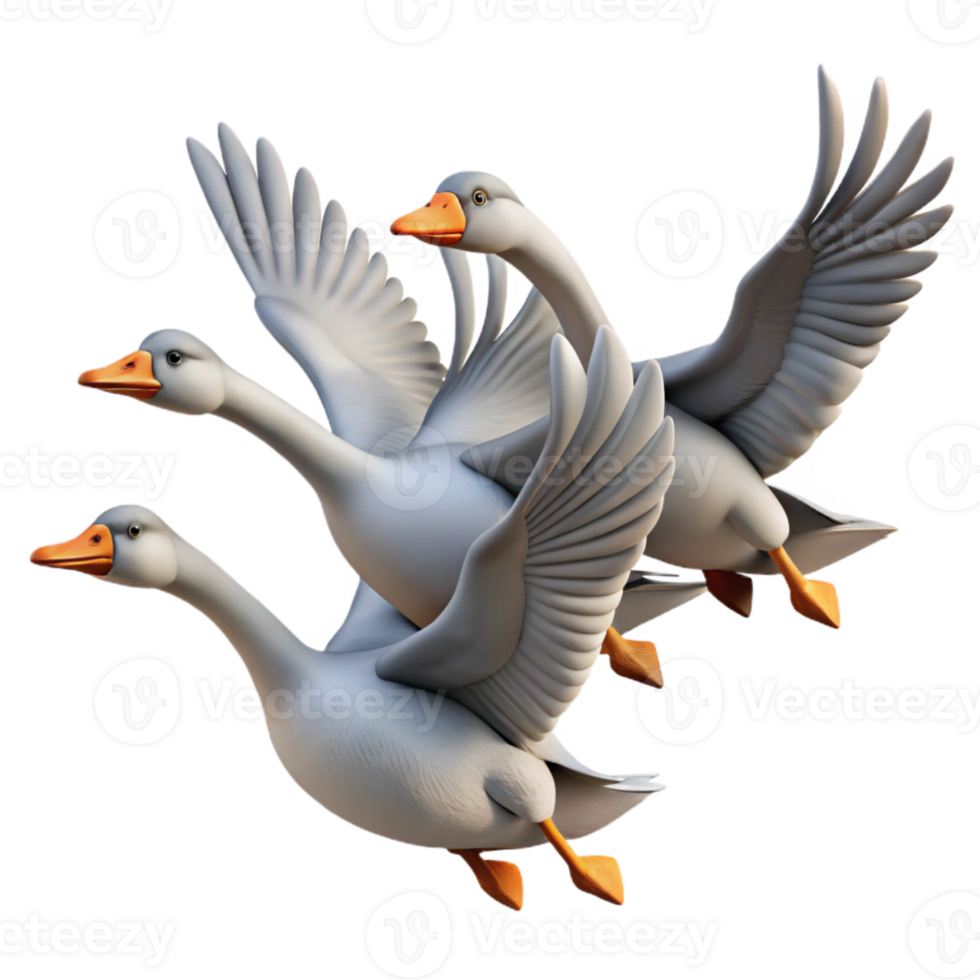 elegant classic Flying Geese Formation Cutout on Transparent Background premium png