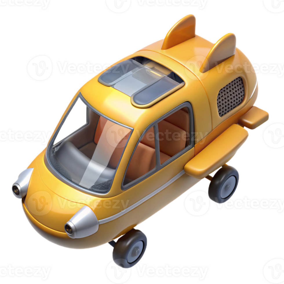 extraordinary minimalist Flying Taxi Top View Cutout on Transparent Background premium png