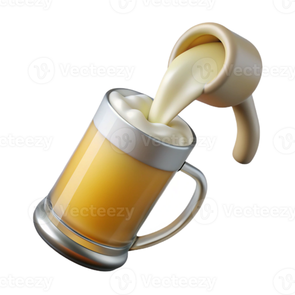 serene abstract Foaming Beer Pouring Into Glass Isolated detailed png