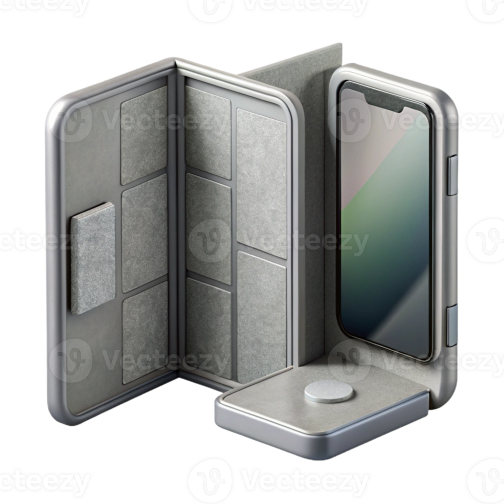 beautiful vintage Foldable Phone Half Open Grey Cutout authentic png
