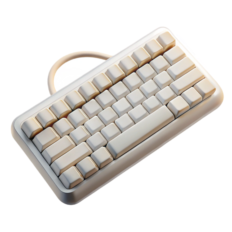 elegant artistic White Keyboard Top View with Transparent Background exclusive png
