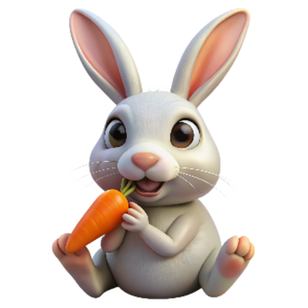 extraordinary abstract White Rabbit Eating Carrot Isolated on Transparent Background original png