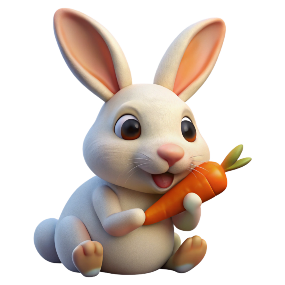 magnificent contemporary White Rabbit Eating Carrot Isolated on Transparent Background high resolution png
