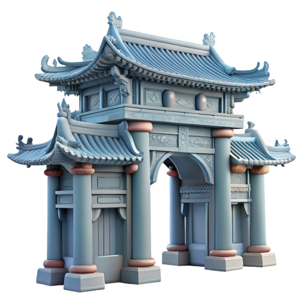 extraordinary minimalist Forbidden City Gate Detailed Architecture Transparent Background png