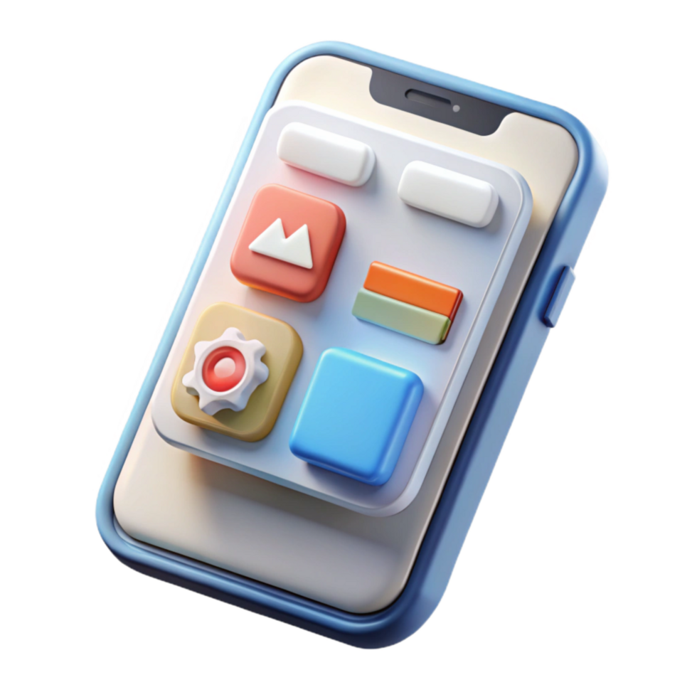 magnificent traditional White Smartphone with Mobile Marketing App Isolated professional png