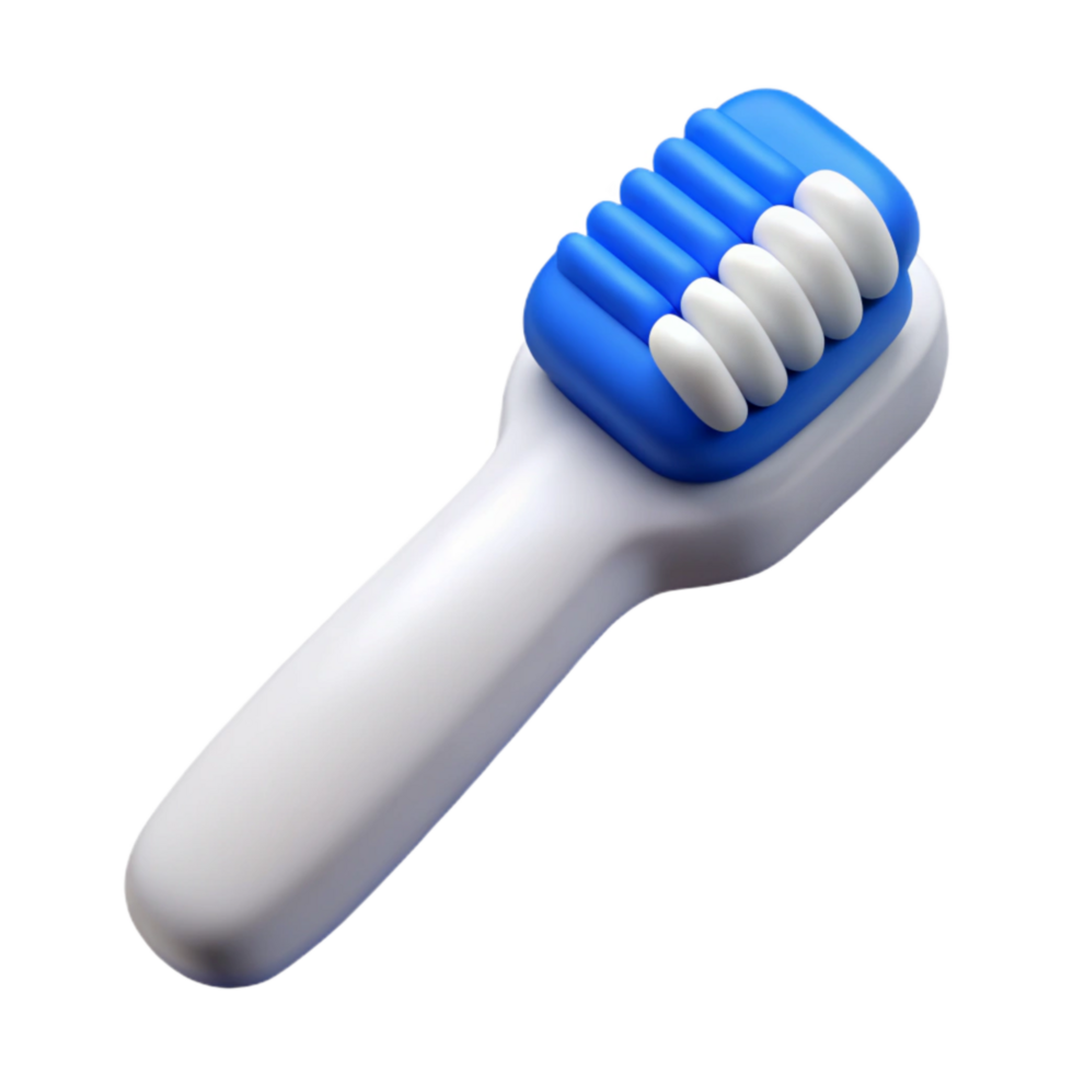 impressive classic White Toothbrush with Blue Bristles Isolated high resolution png