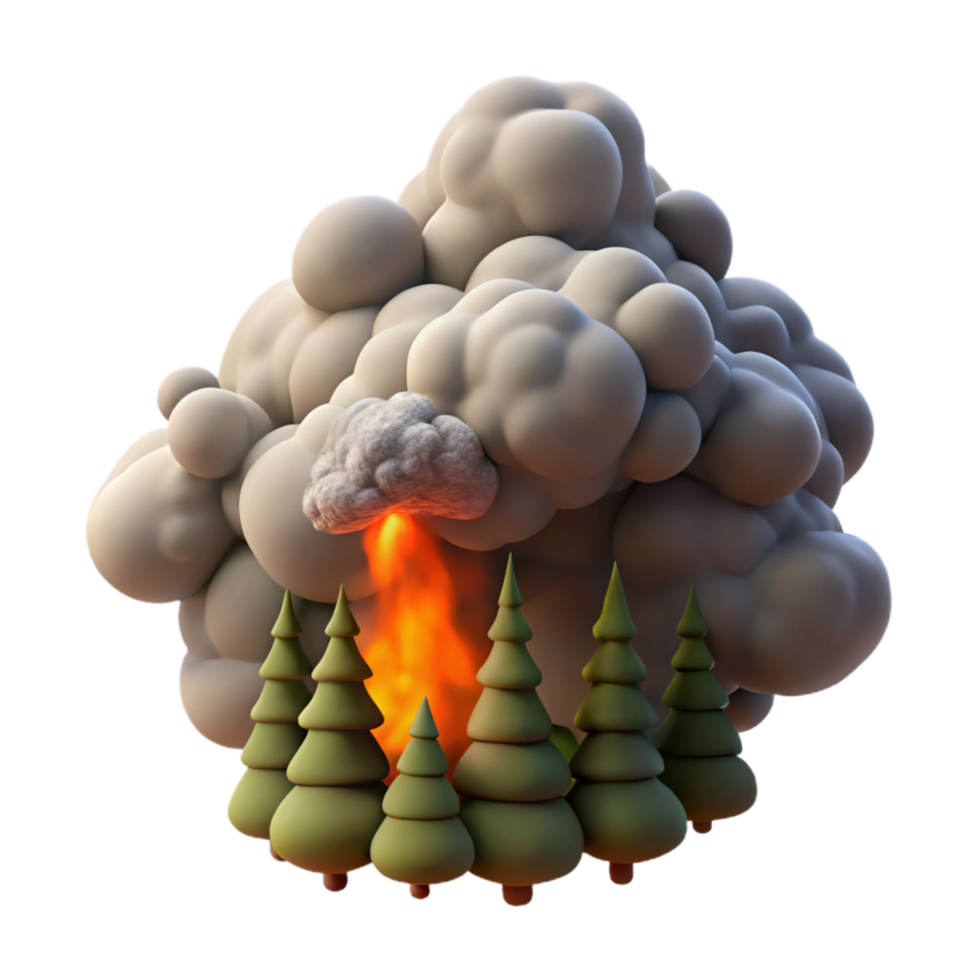dramatic modern Forest Fire Smoke Plumes Transparent Element high resolution png