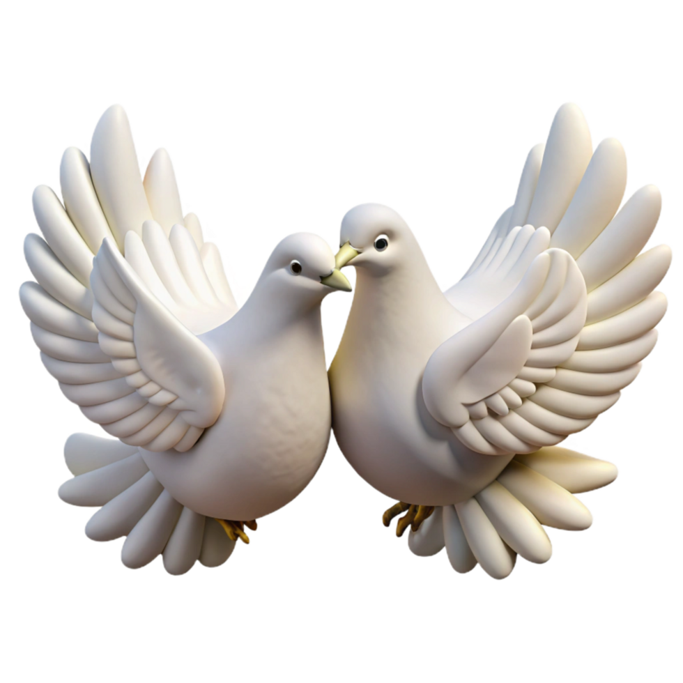 beautiful traditional White Wedding Doves Isolated on Transparent Background high quality png