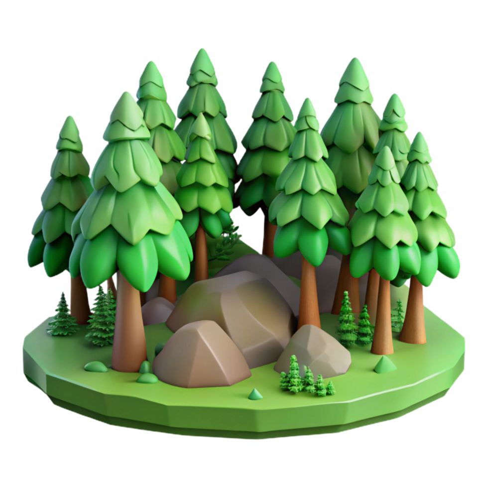 dramatic rustic Forest Landscape Green Trees Isolated exclusive png