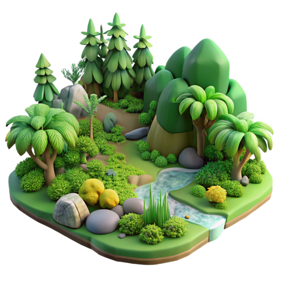 wonderful vintage Forest Landscape Lush Greenery Nature Scene Isolated high quality png
