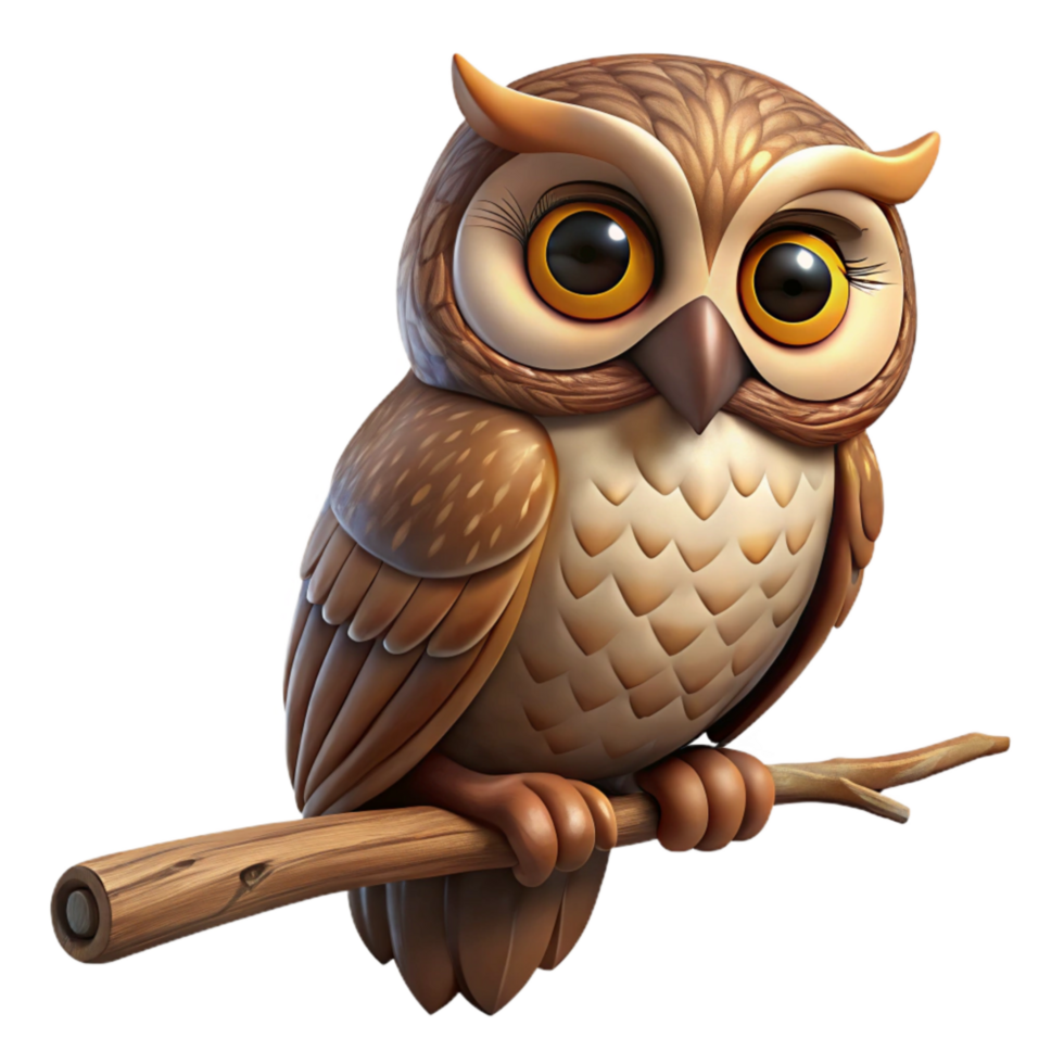 beautiful rustic Forest Owl Perched on Branch Isolated authentic png