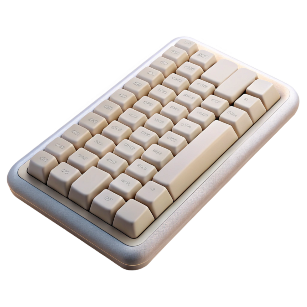 magnificent minimalist White Wireless Keyboard Top Angle Cutout premium png