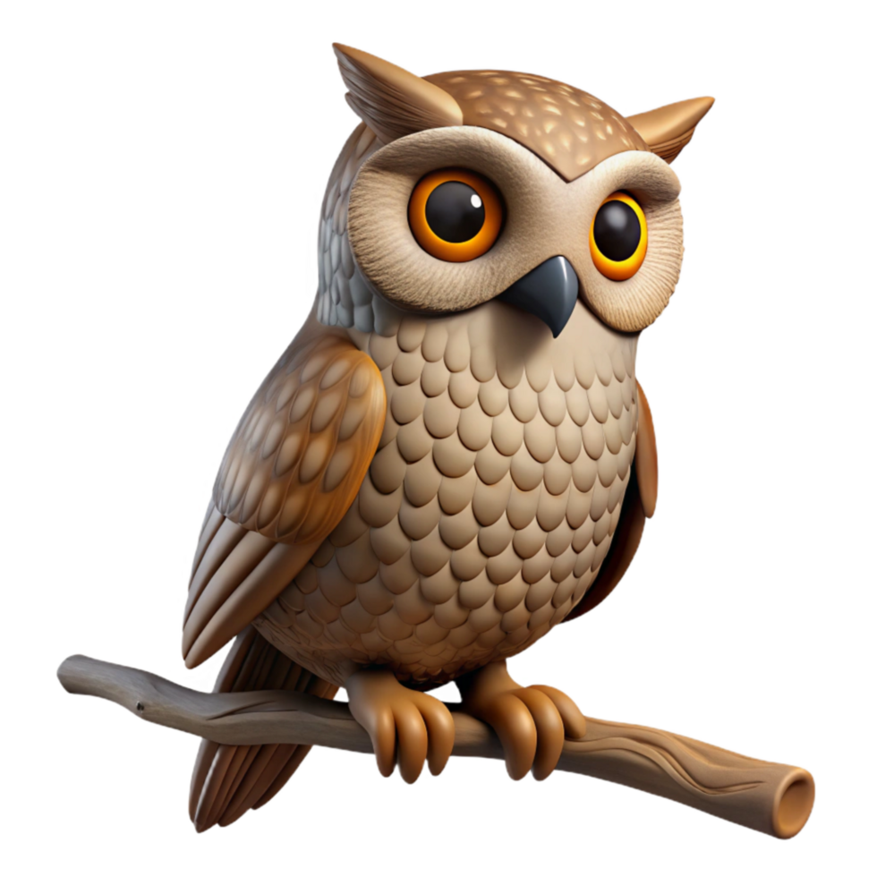 extraordinary artistic Forest Owl Perched on Branch Isolated genuine png