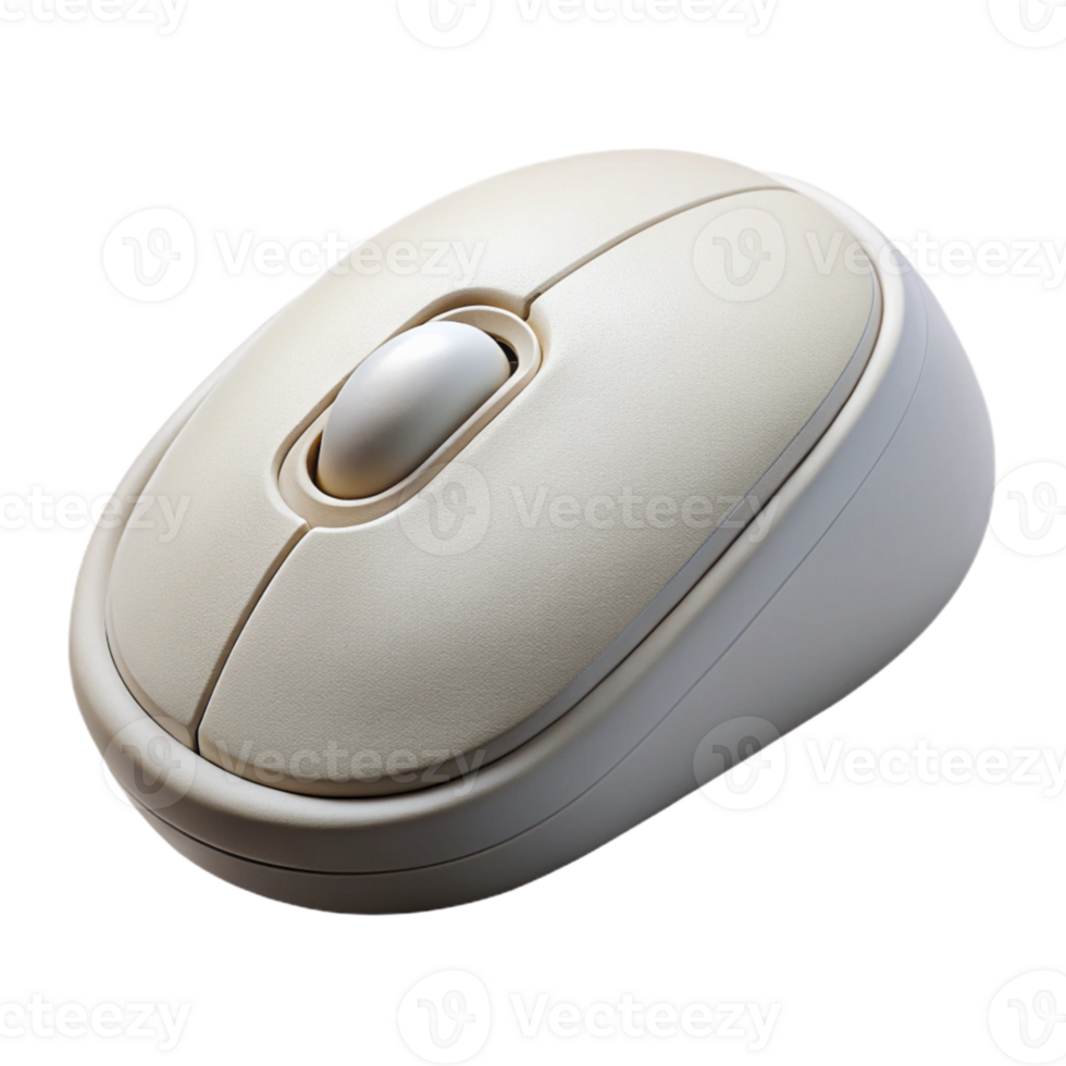 impressive traditional White Wireless Mouse with Scroll Wheel Top Angle Cutout professional png