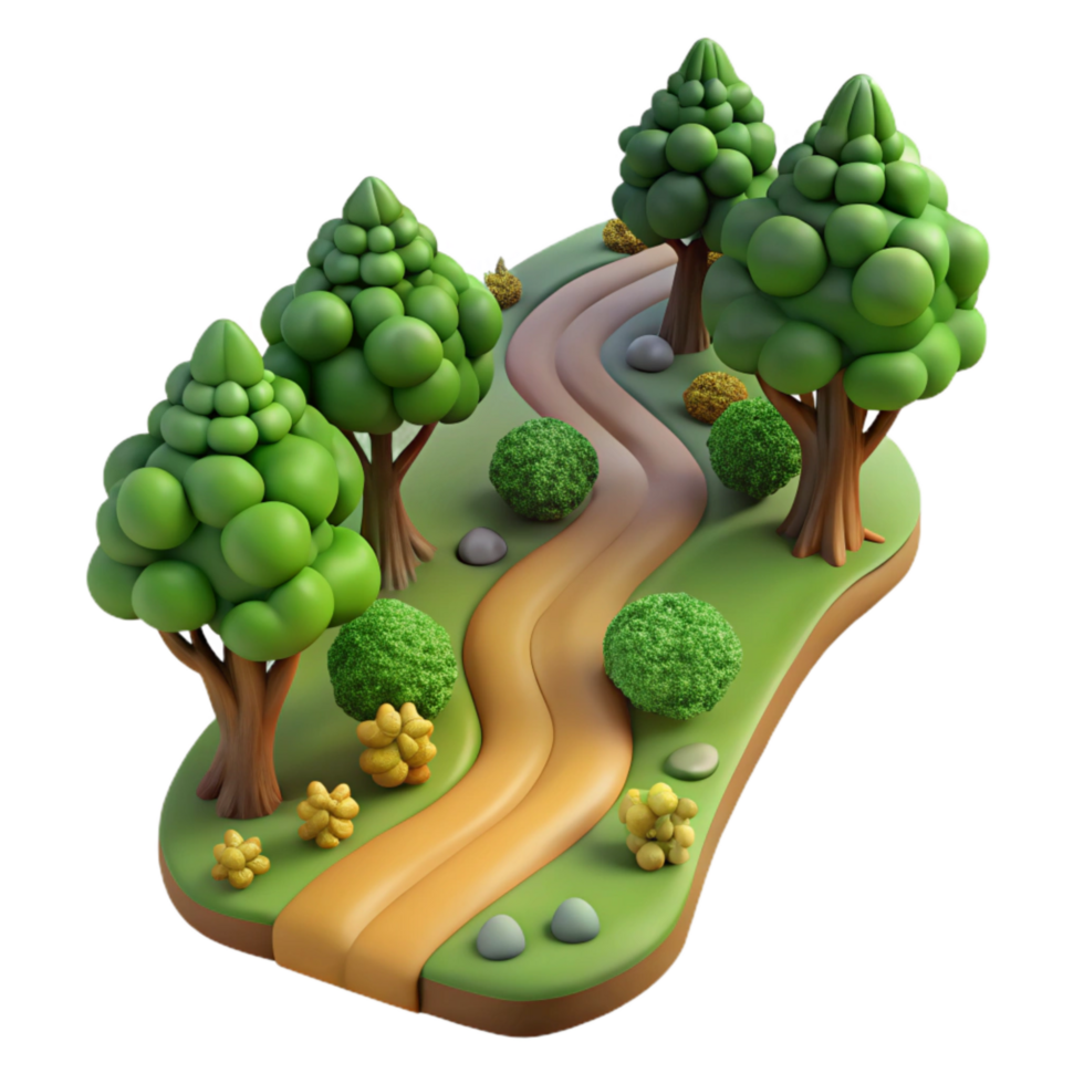 beautiful artistic Forest Path Winding Path Top View Cutout detailed png