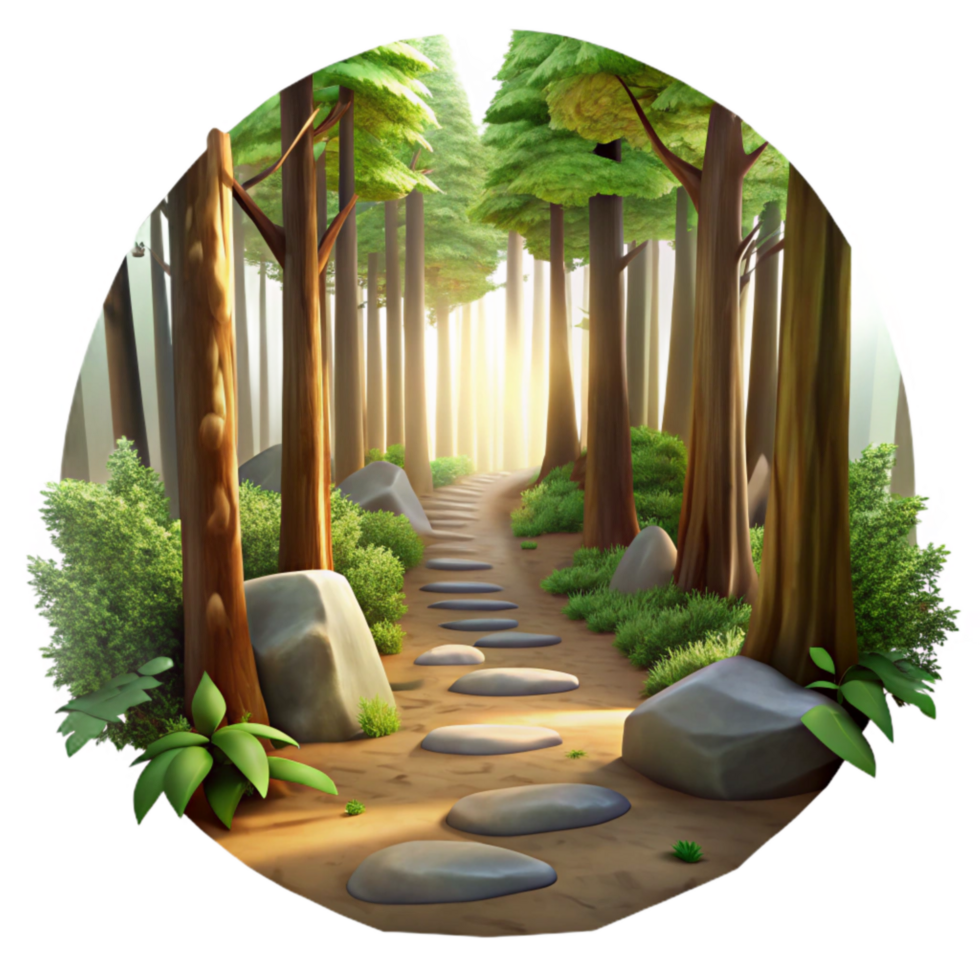 beautiful rustic Forest Path with Sunlight Filtering Through Trees Scenic View Cutout exclusive png