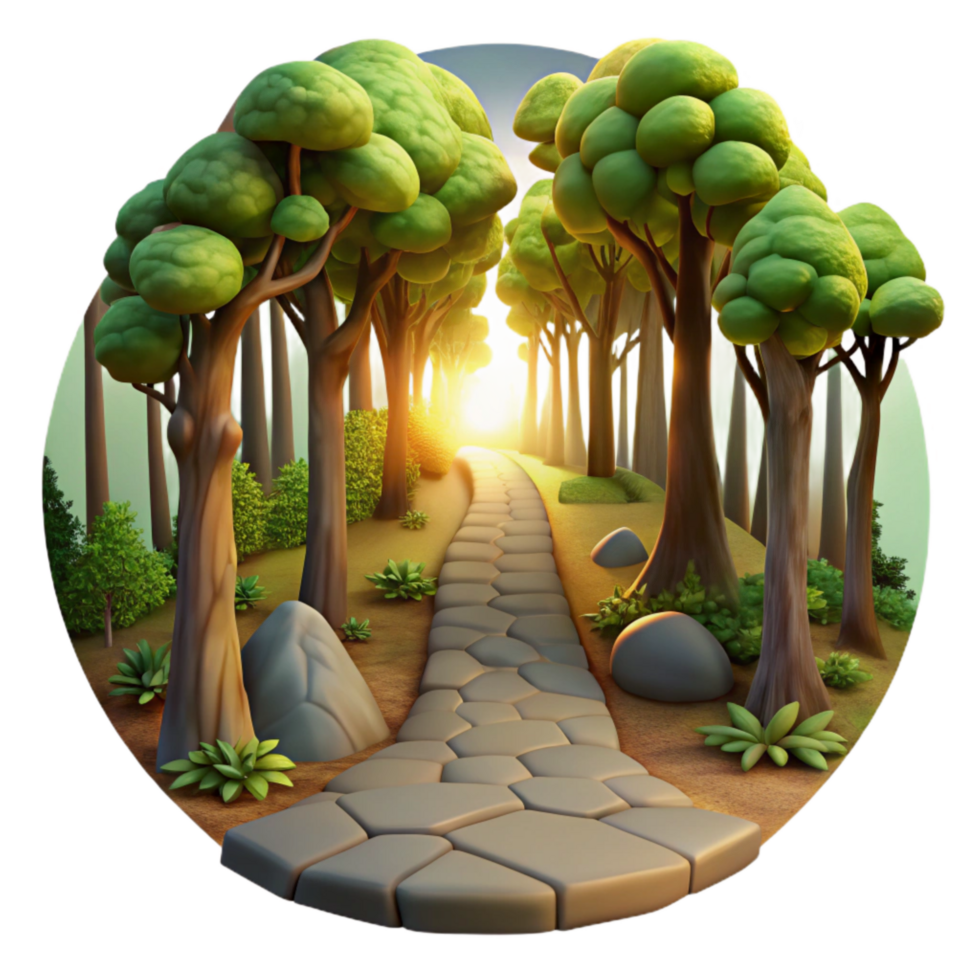 beautiful classic Forest Path with Sunlight Filtering Through Trees Scenic View Cutout genuine png