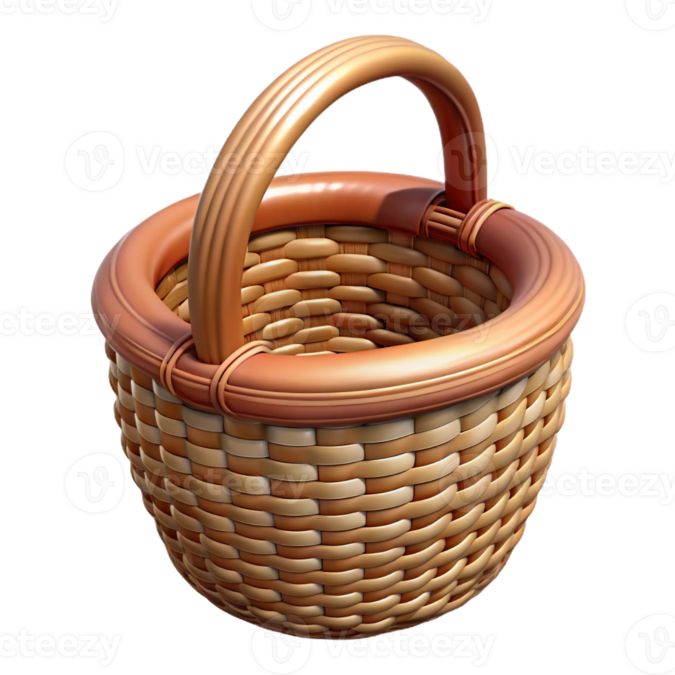 vibrant minimalist Wicker Basket with Handles Isolated Element high quality png
