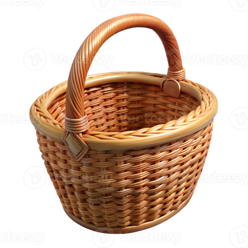 extraordinary rustic Wicker Basket with Handles Isolated Element premium png