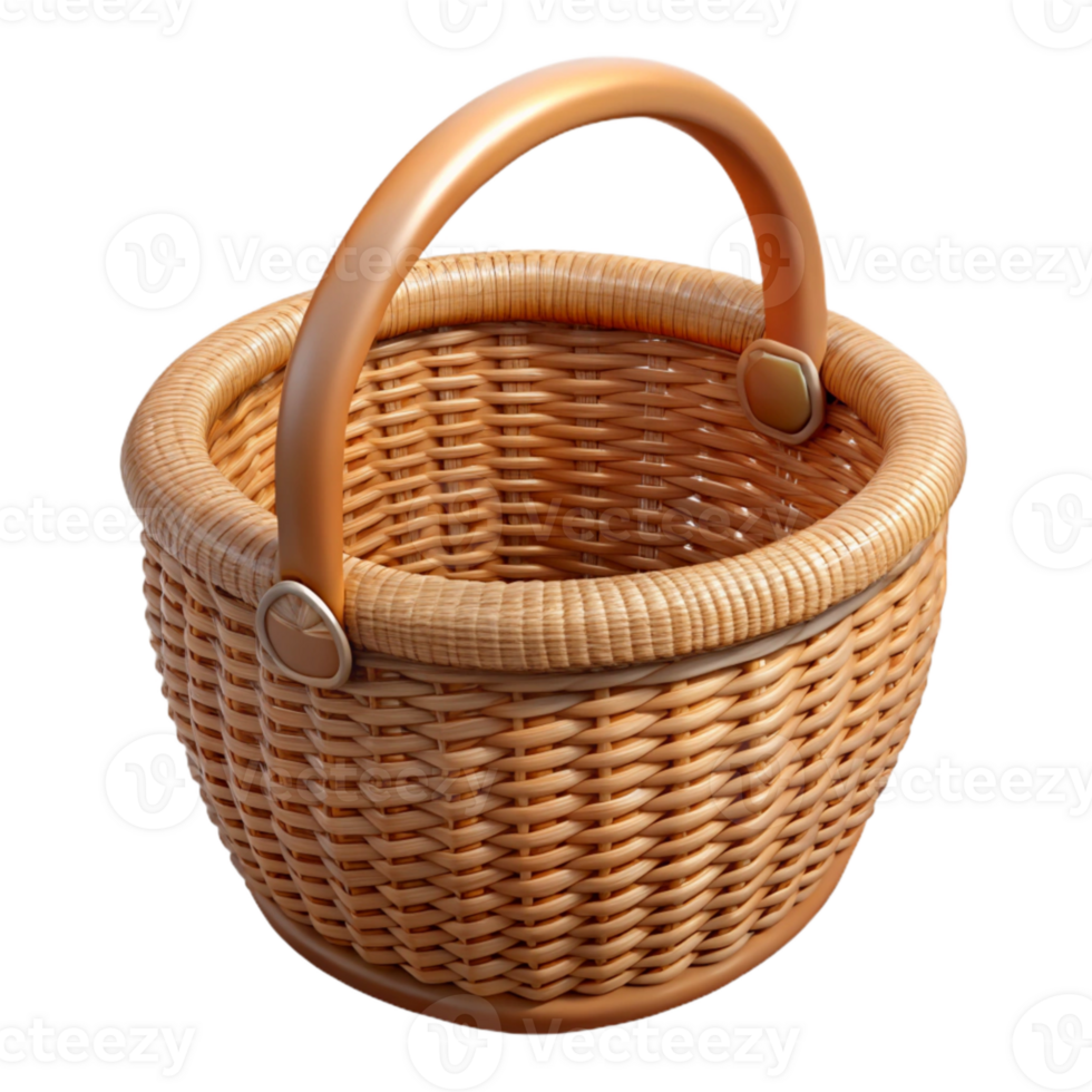 dramatic artistic Wicker Basket with Handles Isolated Element exclusive png