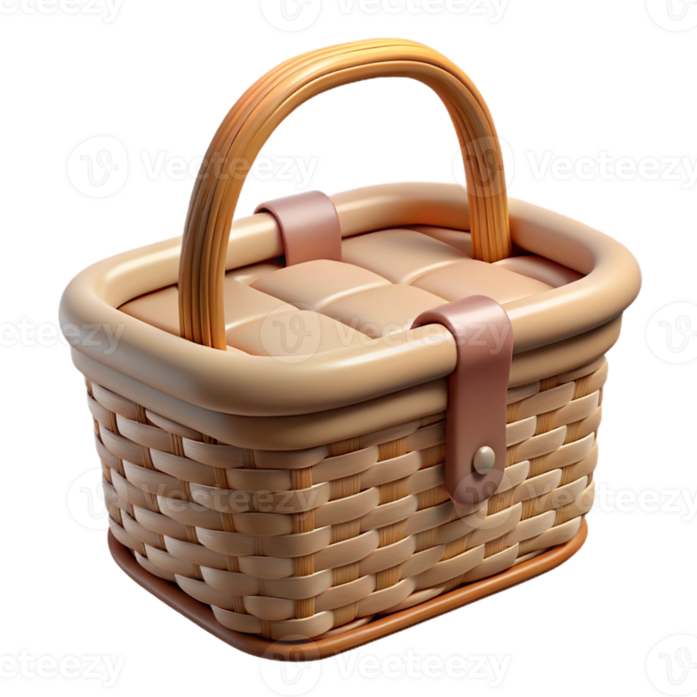 wonderful rustic Wicker Picnic Basket Front View Cutout Element authentic png