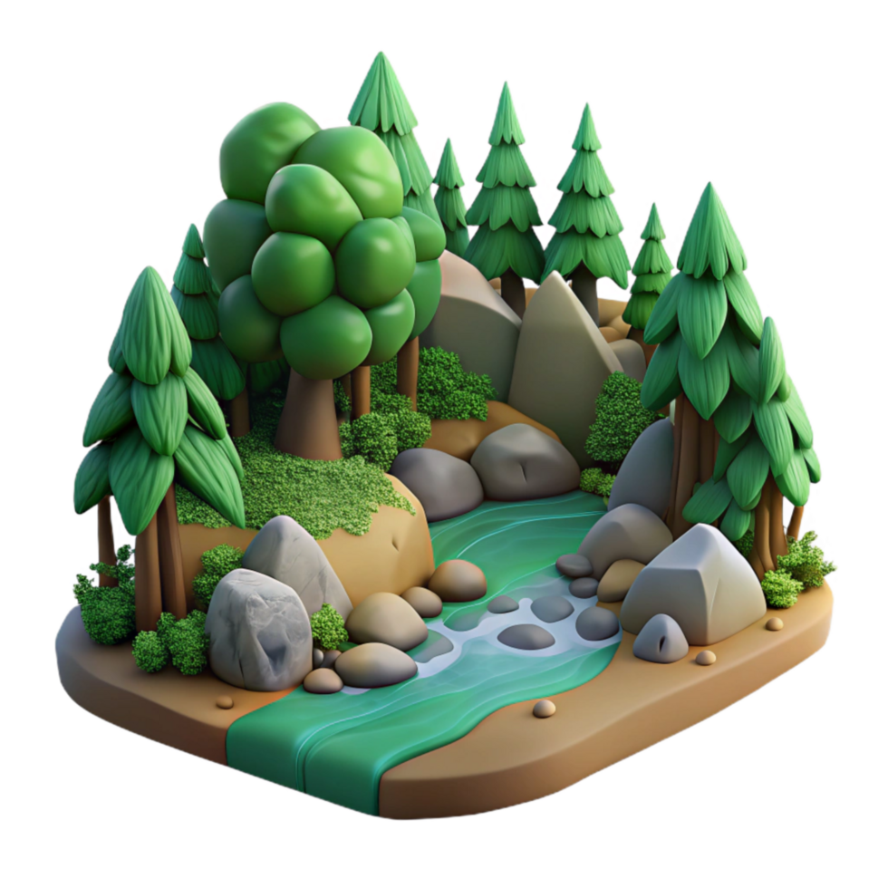 extraordinary minimalist Forest Photography with River and Rocks Cutout high quality png