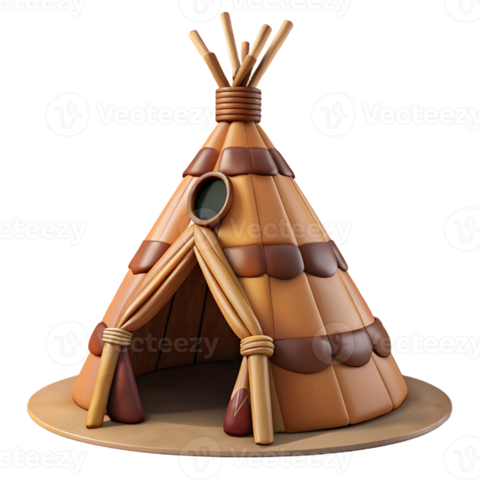 beautiful classic Wigwam Traditional Dwelling Brown Canvas Isolated high resolution png