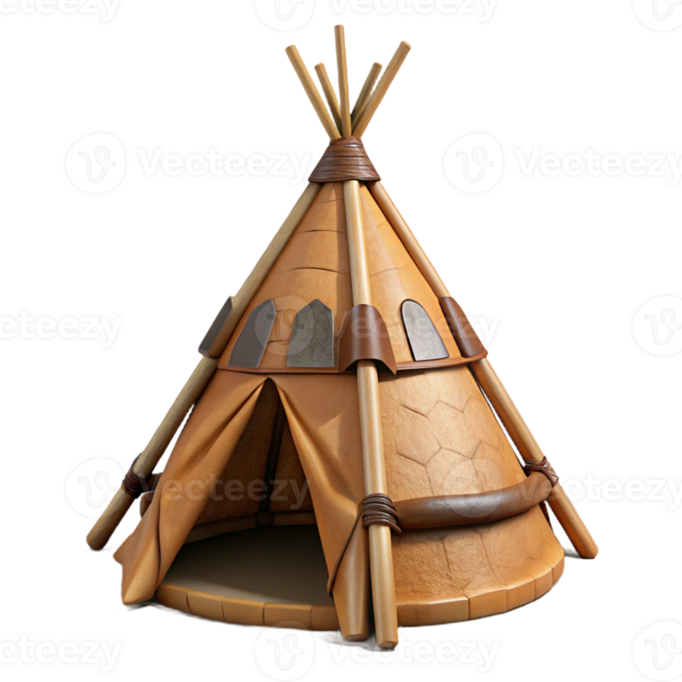 dramatic creative Wigwam Traditional Dwelling Brown Canvas Isolated detailed png
