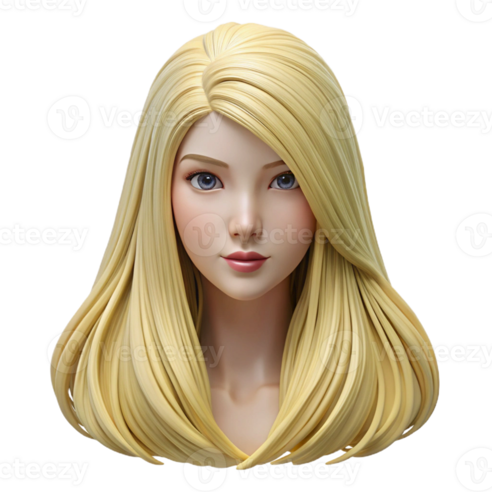 magnificent minimalist Wig Long Straight Blonde Synthetic Hair Isolated premium png
