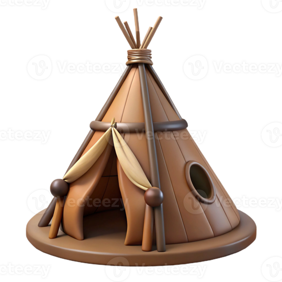 impressive vintage Wigwam Traditional Dwelling Brown Canvas Isolated premium png
