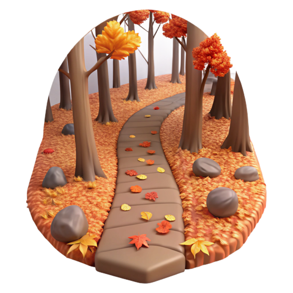 stunning creative Forest Trail Fallen Leaves Autumn Colors Transparent Background exclusive png