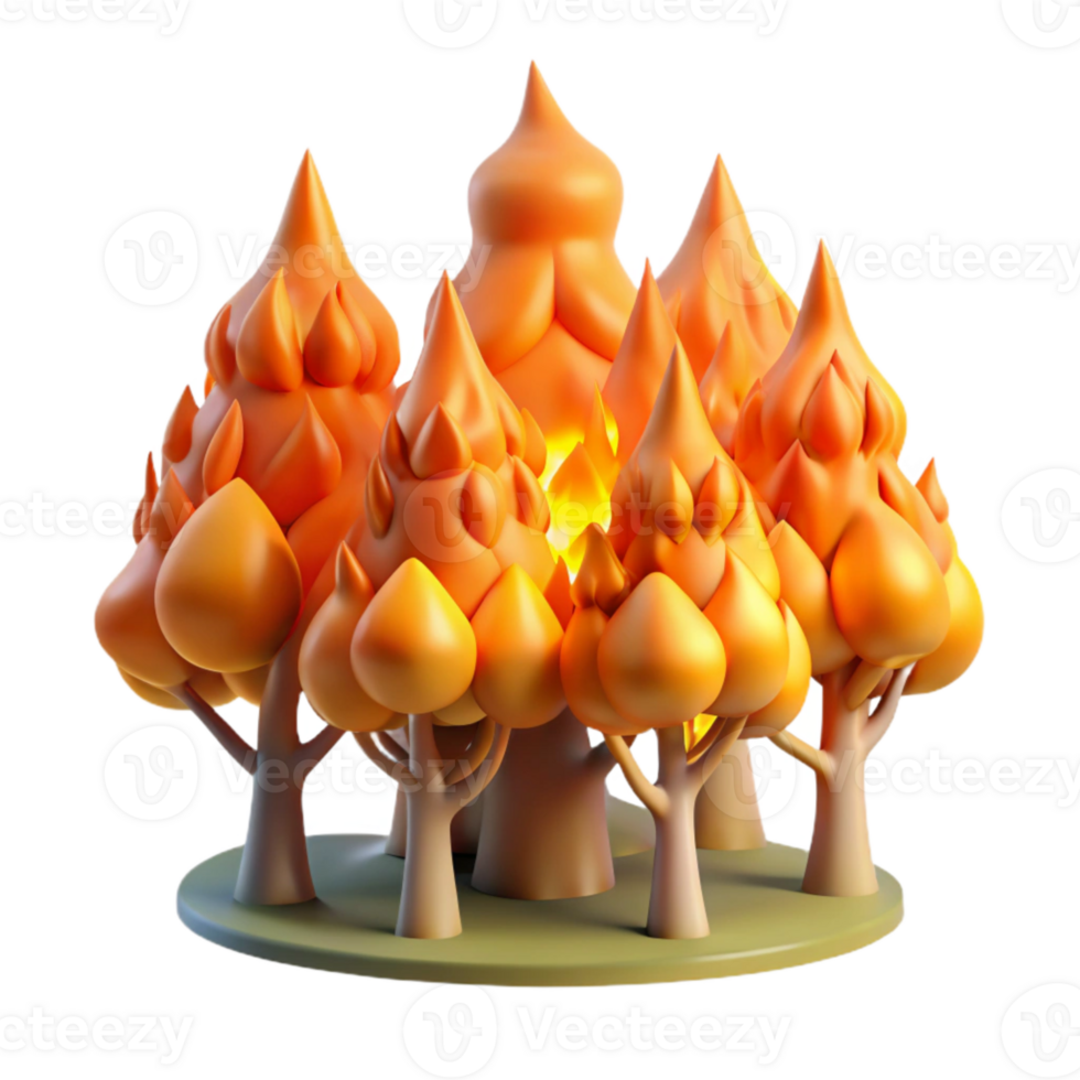 dramatic classic Wildfire Burning Trees Orange Flames Transparent Background high resolution png