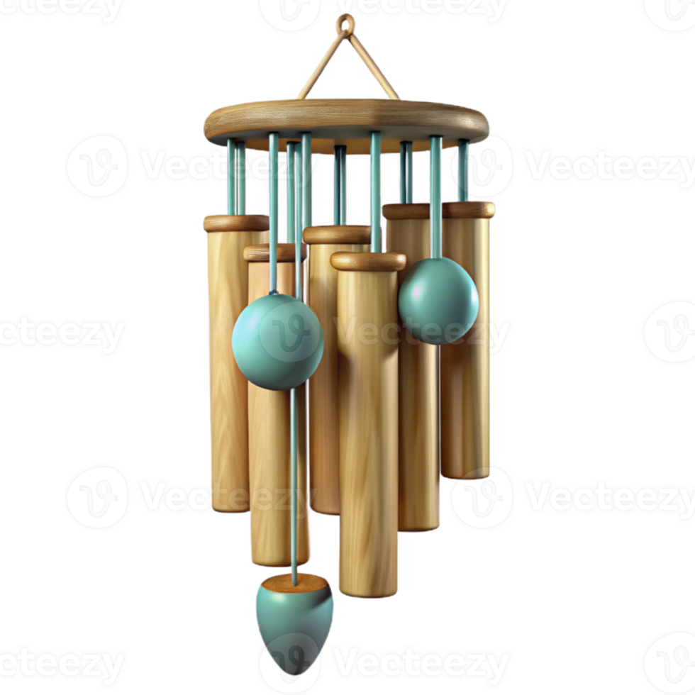 vibrant contemporary Wind Chimes Bamboo Metal Gentle Breeze Isolated high quality png
