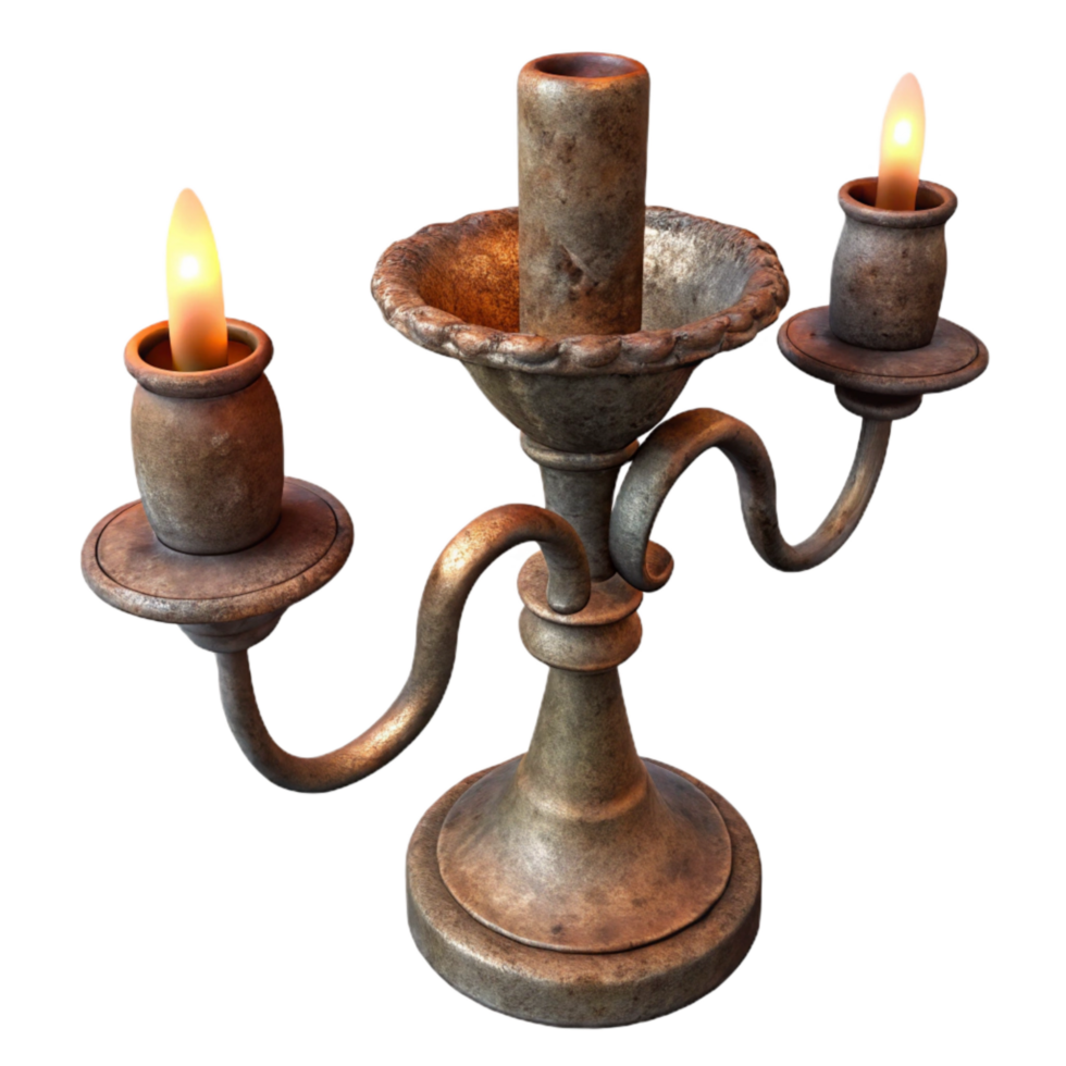vibrant rustic Forged Iron Candlestick Rustic Style Isolated high quality png
