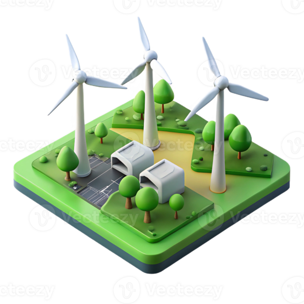 magnificent creative Wind Farm Aerial View Green Fields Transparent Background authentic png