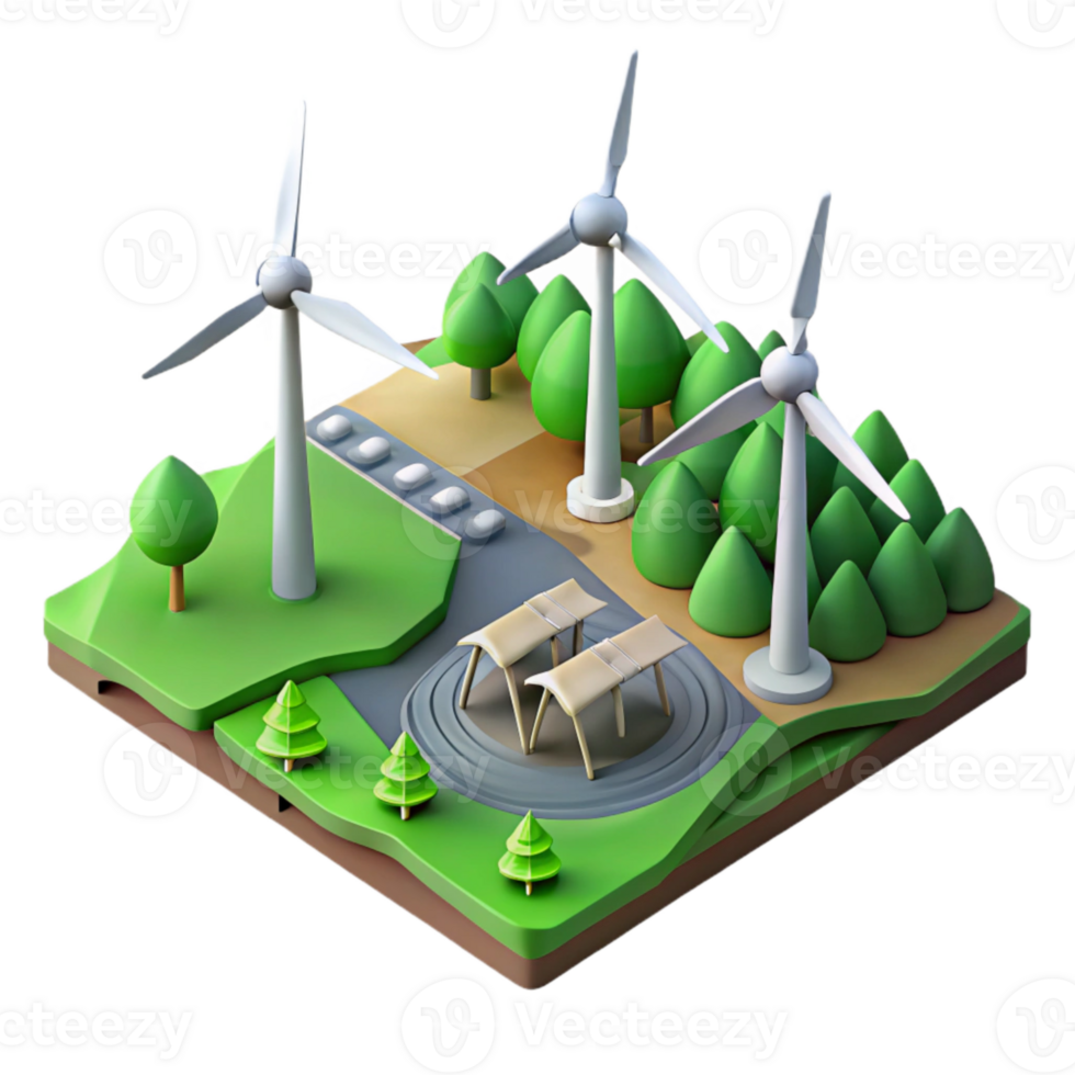 elegant modern Wind Farm Aerial View Green Fields Transparent Background genuine png