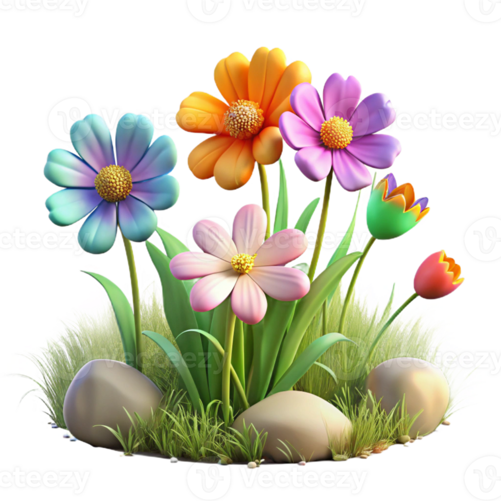 magnificent rustic Wildflower Meadow Colorful Bloom Isolated professional png
