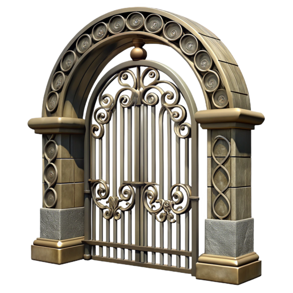 dramatic artistic Forged Iron Gate Archway Design Isolated genuine png