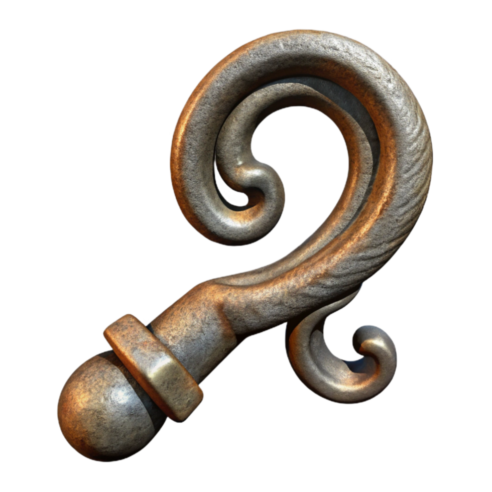 impressive artistic Forged Iron Hook Decorative Design Isolated original png