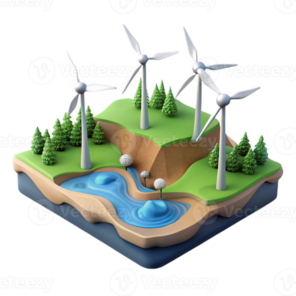 magnificent rustic Wind Farm Landscape Wide Angle original png