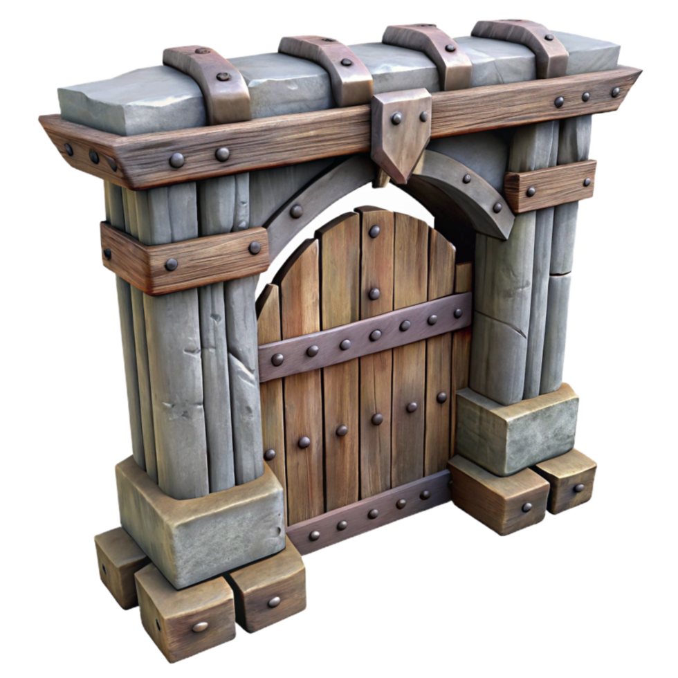 impressive abstract Forgotten City Gate Weathered Wood Isolated detailed png