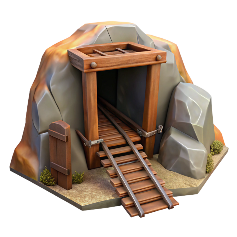 extraordinary modern Forgotten Mine Entrance Rusty Rails Cutout premium png