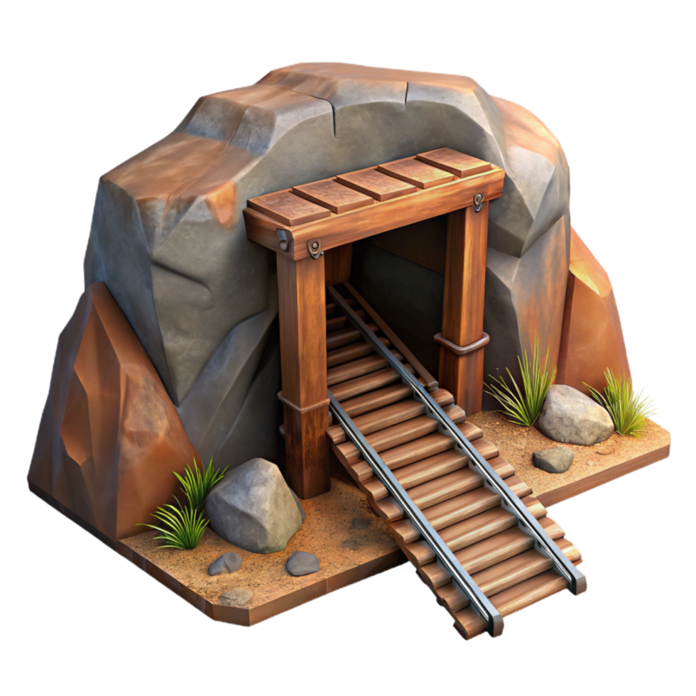 wonderful rustic Forgotten Mine Entrance Rusty Rails Cutout authentic png