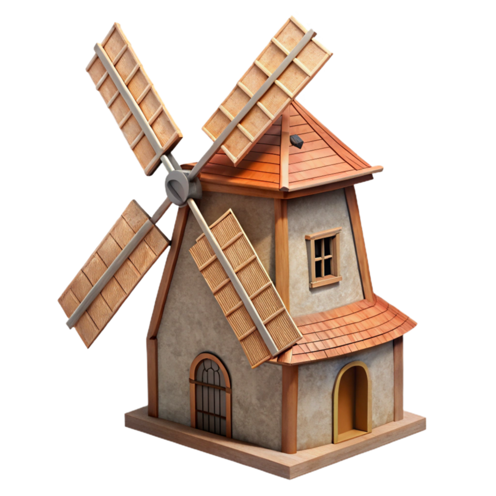 impressive rustic Windmill Traditional Style Side View Transparent Cutout png